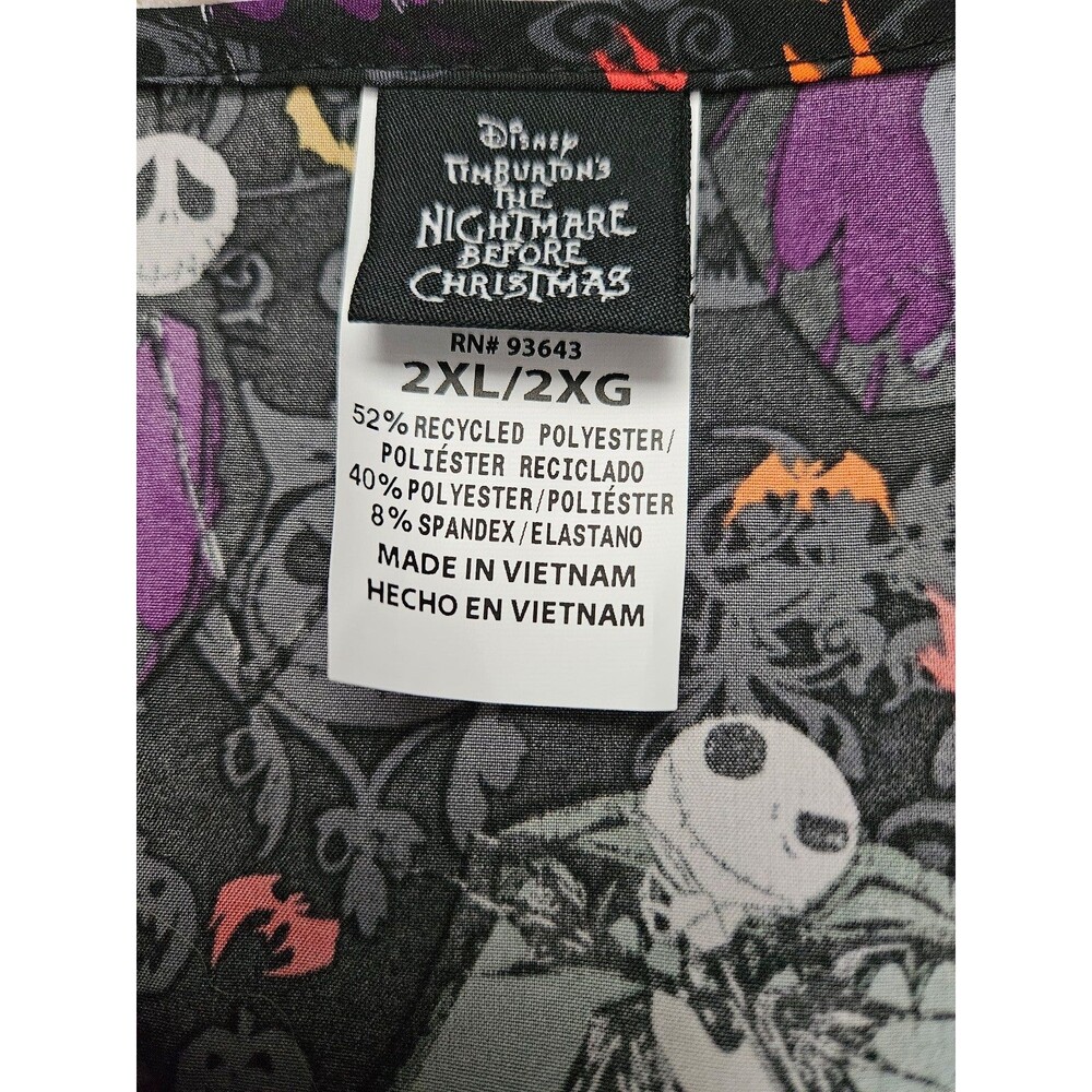 Nightmare Before Christmas Women's Scrub Top 2XL